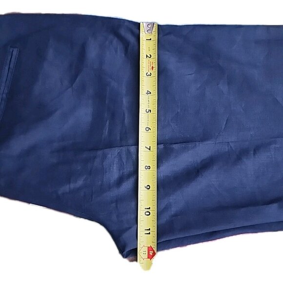 Theory Midnight Blue Linen Blend Tailored Straight Leg Sz 12 Tall Trouser Pants - Picture 8 of 8